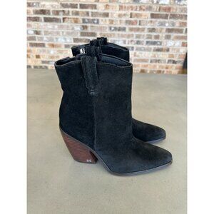 Sam Edelman Agnes Western Ankle Boots Women Black Leather Size 6.5